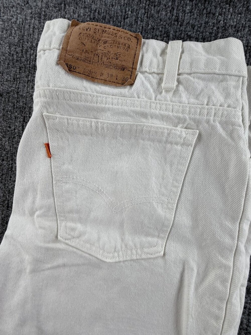 VTG Levis Orange Tab 550 Jeans White Relaxed Tapered 38 Cotton USA ACTL 36x28
